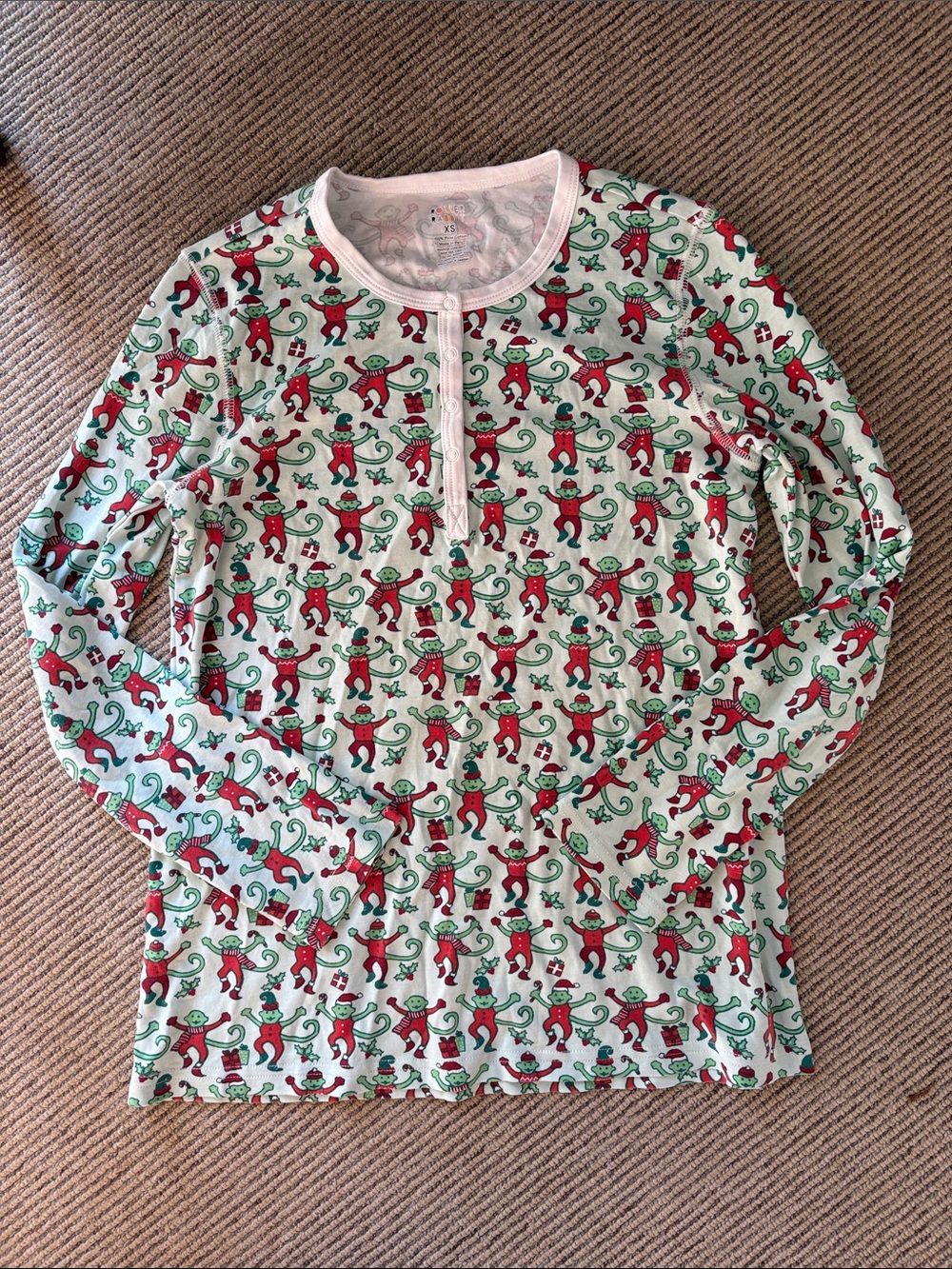 Roller Rabbit Kids Long-Sleeve Monkey Print Top - Red & Green